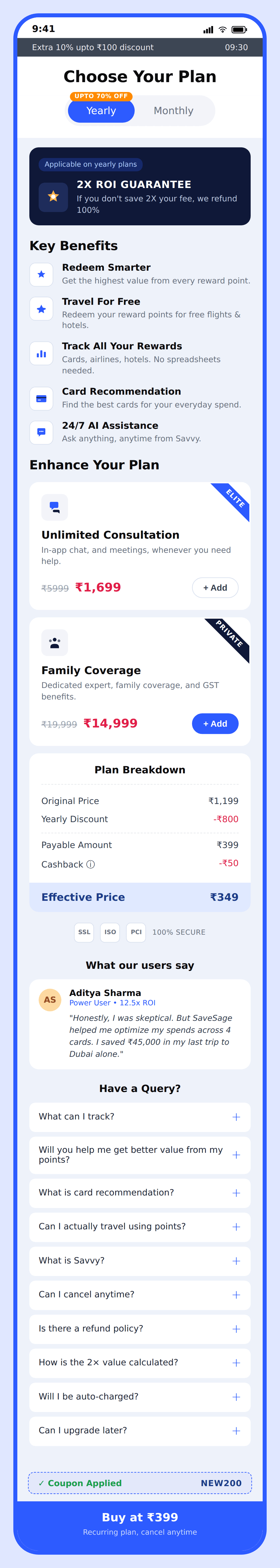 Variant 4 paywall — Pro selected